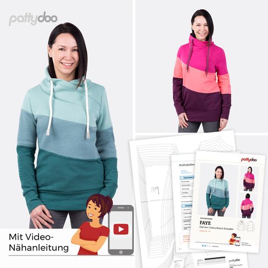 Colourblock Sweater - Faye - Papier-Schnittmuster