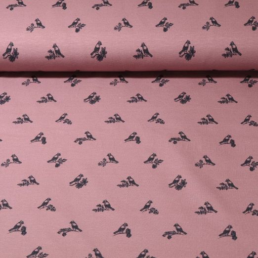Swafing Jersey - Twittering by Lila-Lotta - oiseaux - vieux rose