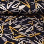 Tissu d'habillement  - Triangles 3D - jaune bleu marine