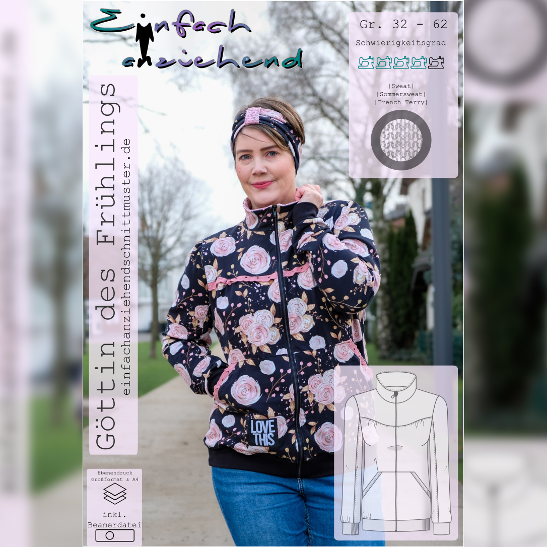 Sweatjacke - Göttin des Frühlings - Schnittmuster eBook-1 Sweatjacke - Göttin des Frühlings - Schnittmuster eBook-1