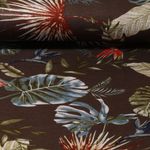 Tissu d'habillement  - Feuilles tropicales - marron
