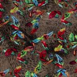 Tissu mode - Plumes colorées marron Tissu mode - Plumes colorées marron
