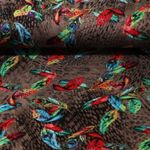 Tissu d'habillement  - Plumes multicolores - marron