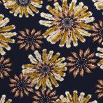 Tela de moda - Flores de pluma Navy Ocre