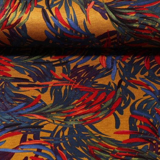 Tissu d'habillement  - pétales de fleurs - jaune ocre