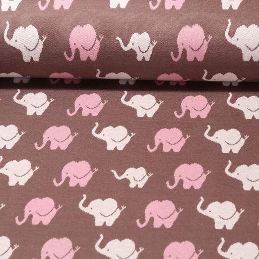 Sweat jacquard - Parade d'éléphants Taupe par Snaply