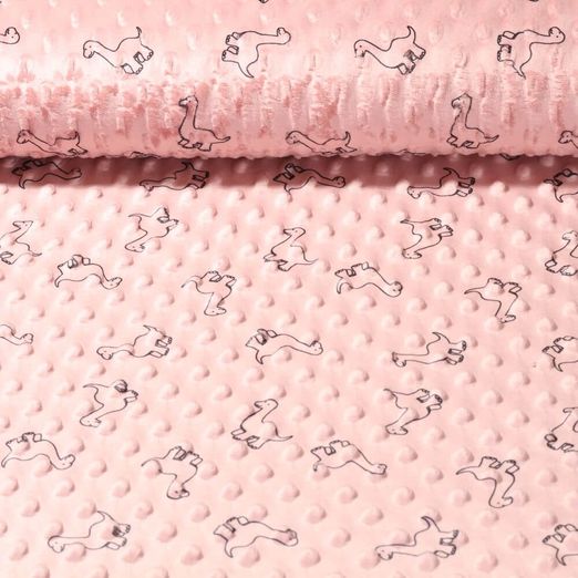Polaire Minky - petits dinosaures - rose