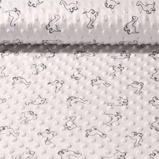 Fleece Minky - Kleine Dinos Grau