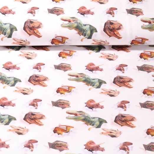 Jersey - Digitaldruck Dinos Weiß