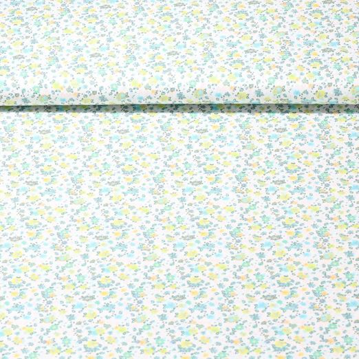 Baumwollstoff Webware - Digitaldruck Streublüten Grün