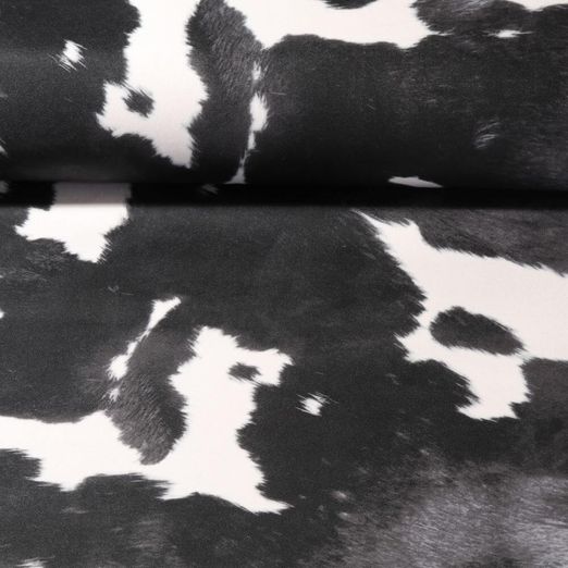 Tissu ameublement - Velours Motif peau de vache Noir Blanc