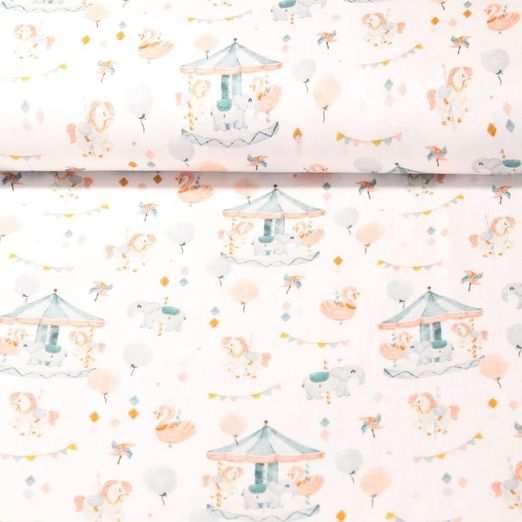 Mousseline de coton bio - cirque blanc lisse