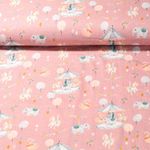 Mousseline de coton bio - cirque vieux rose lisse