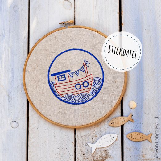 Stickdatei Bullauge mit Schiff - eBook