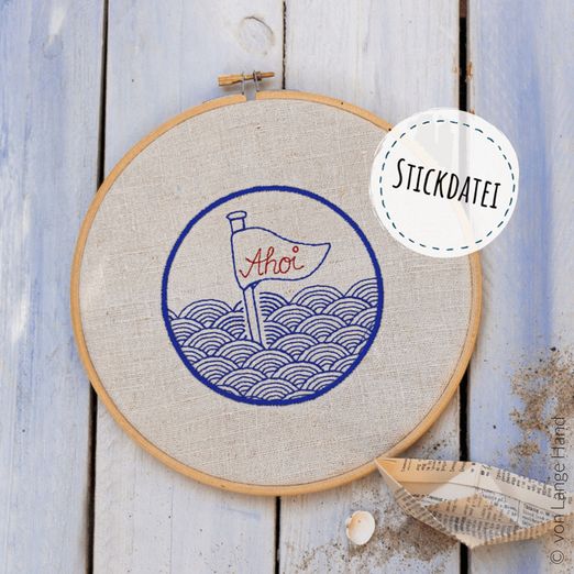 Stickdatei Bullauge mit Wimpel Ahoi - eBook