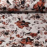 Tissu mode - rameaux de fleurs écru mélange
