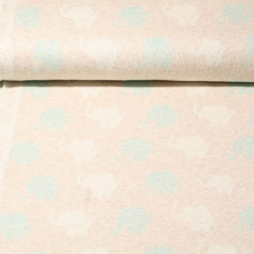 Sweat jacquard - Éléphants Beige Turquoise par Snaply