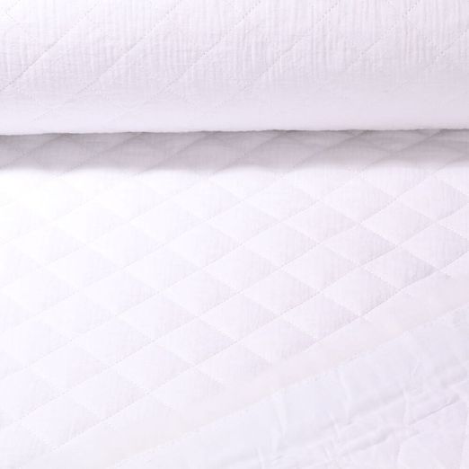Mousseline de coton Anton matelassé - uni blanc