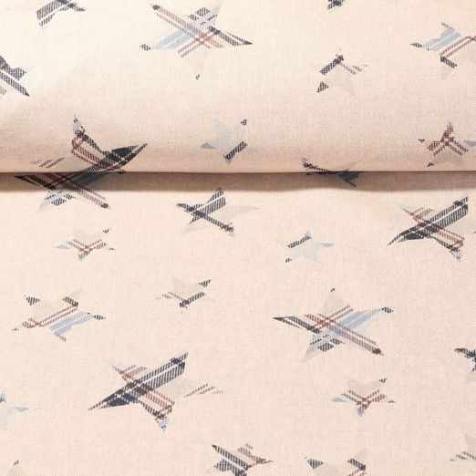 Canvas - Sterne Leinenlook Beige Blau