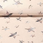 Canevas - étoiles aspect lin beige bleu
