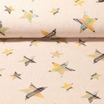 Canevas - étoiles aspect lin beige jaune