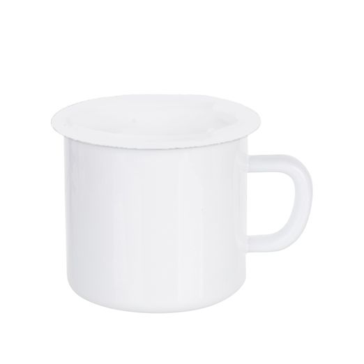 Tasse en émail - blanc avec bord - 360ml Tasse en émail - blanc avec bord - 360ml