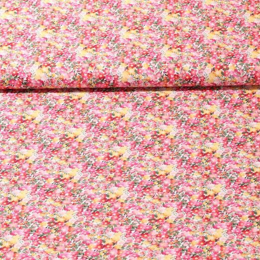 Voile de coton - impression num. fleurs rose fuchsia