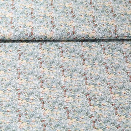 Baumwoll Voile - Digitaldruck Blüten Mint