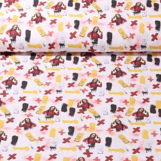 Coton - Impression numérique La casa de Papel Blanc