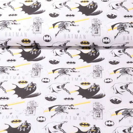 Baumwollstoff Webware - Digitaldruck Batman Weiß