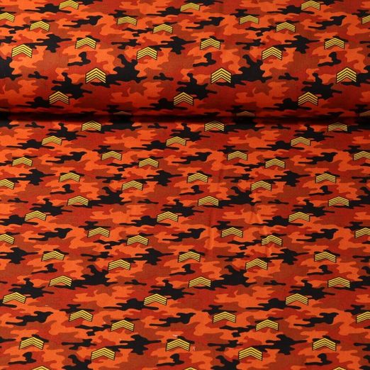 Baumwoll Popeline - Pfeile Camouflage Rost