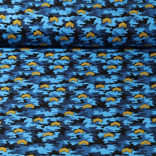 Baumwoll Popeline - Pfeile Camouflage Blau