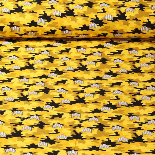 Baumwoll Popeline - Pfeile Camouflage Gelb