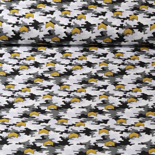 Popeline de coton - flèches Camouflage gris