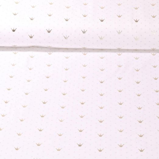 Jersey - Impression sur film Petites couronnes Blanc Lilas