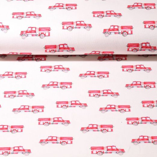 Jersey - Impression digitale Camions de pompiers Beige