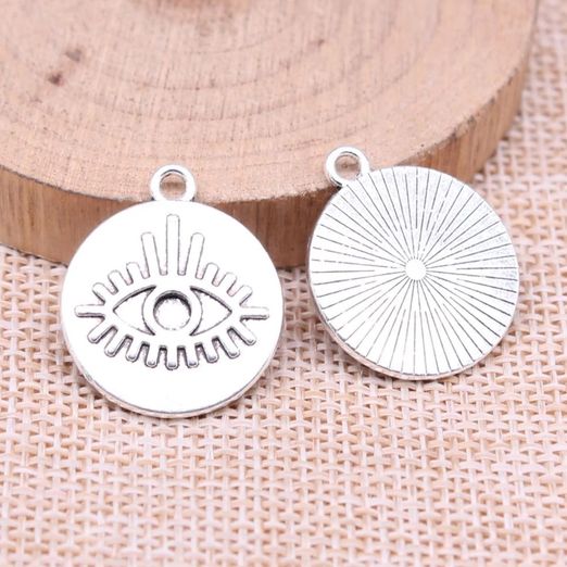Charm - pendentif - œil sur fond rond - 1 pièce Charm - pendentif - œil sur fond rond - 1 pièce