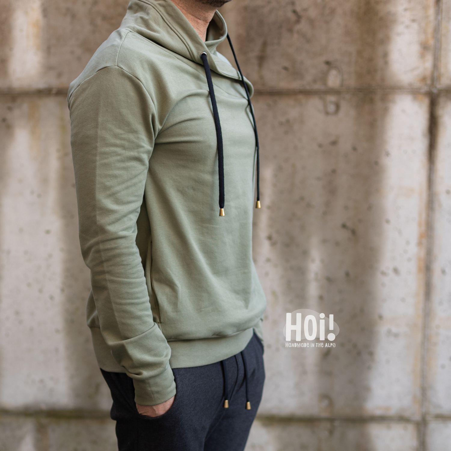 Sweat Daniel - French Terry gratté Kaki 270-1 Sweat Daniel - French Terry gratté Kaki 270-1