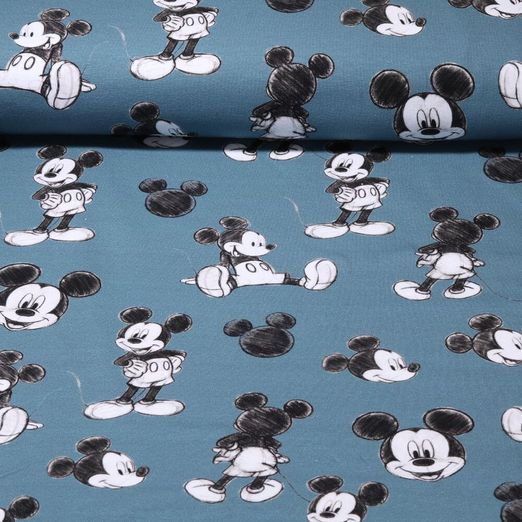 Jersey - Digitaldruck Mickey Mouse Gemalt Blau