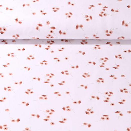 Jersey bio - Impression digitale Fleurs à l'aquarelle Blanc