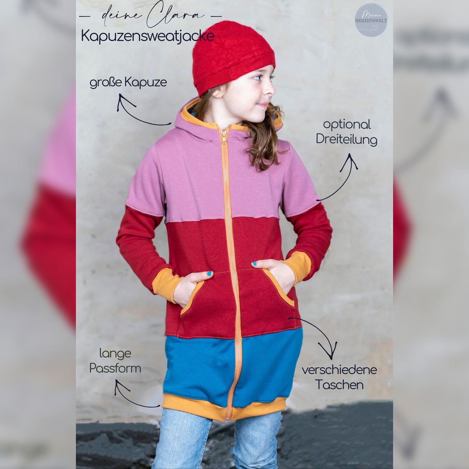Sweatjacke Kinder - Clara - Schnittmuster eBook-2 Sweatjacke Kinder - Clara - Schnittmuster eBook-2
