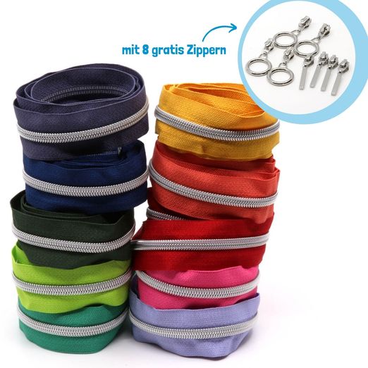 SILBER Metallisierte Reißverschlüsse 6,5mm - 10er Set RAINBOW SILBER Metallisierte Reißverschlüsse 6,5mm - 10er Set RAINBOW