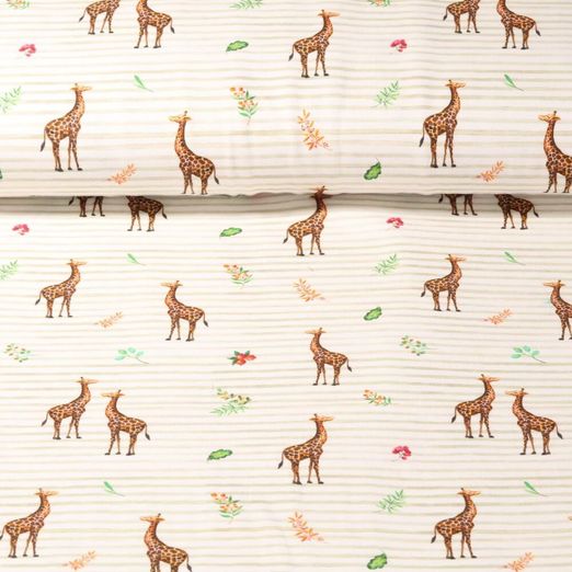 Jersey - Digitaldruck Giraffen Ecru 