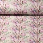 Mousseline de coton - Impression numérique Fleurs sauvages Taupe Structure lisse