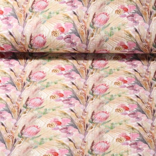 Gaze de coton - Impression digitale Fleurs sauvages Sable Texture lisse