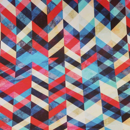 Kunstleder Zickzack rot blau - Meterware