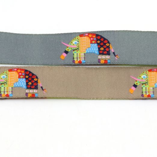 Ruban tissé Éléphants - 15mm - Au mètre