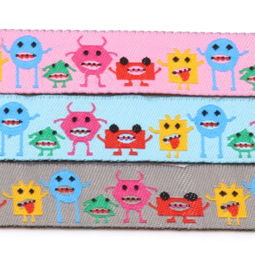 Webband bunte Monster- 15mm - Meterware Webband bunte Monster- 15mm - Meterware