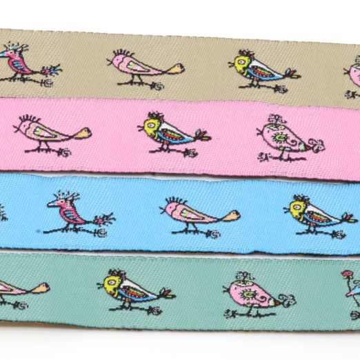 Ruban tissé Patch oiseaux - 15mm - Au mètre Ruban tissé Patch oiseaux - 15mm - Au mètre
