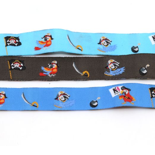 Ruban tissé Perroquet pirate - 15mm - Au mètre